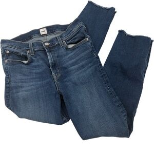 Edwin Women's Blue Skinny Jeans with Frayed Hem